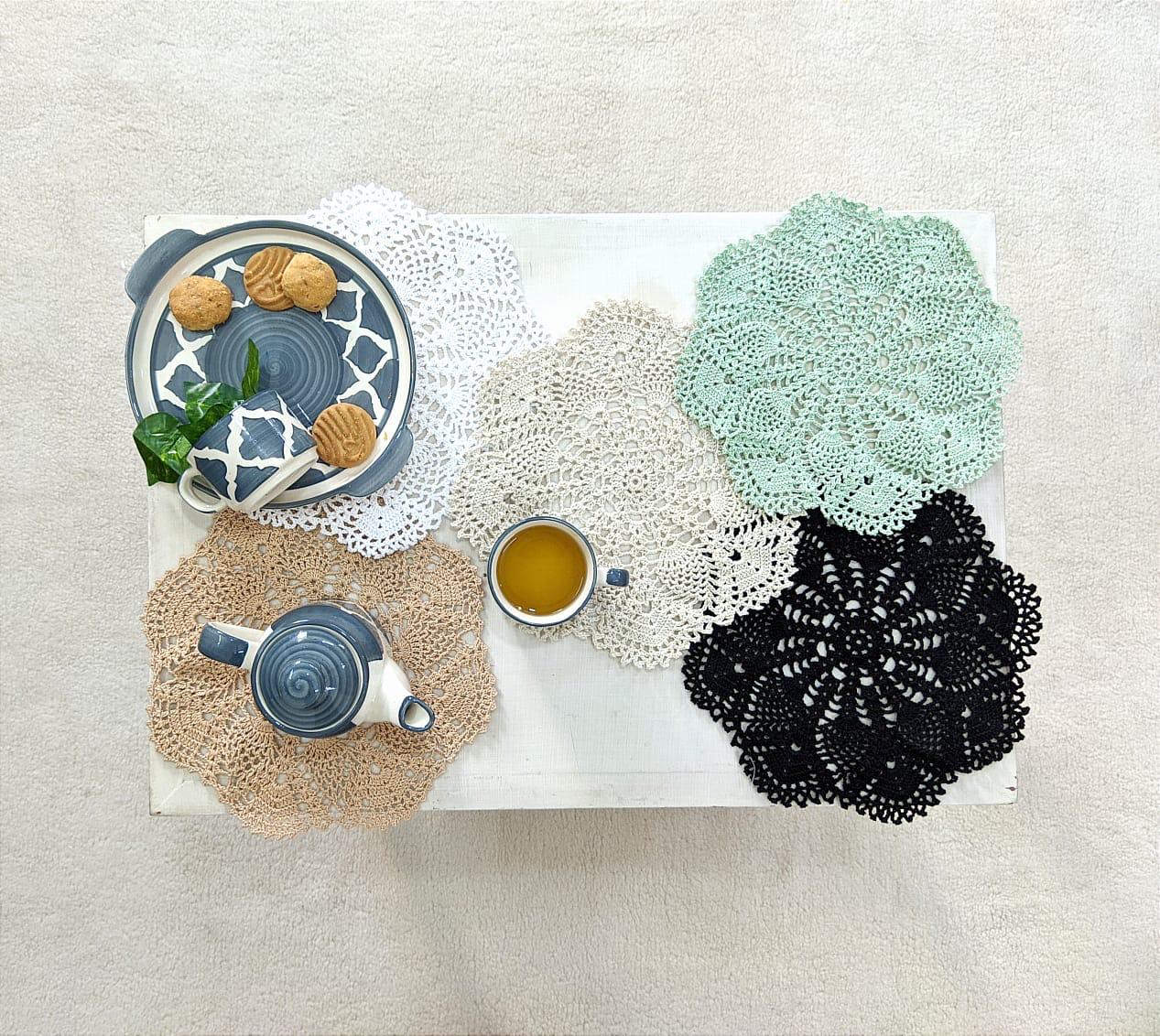 Happy Threads | Vintage Elegance: Set of 2 Handmade Crocheted Doilies - Hunar Hatti